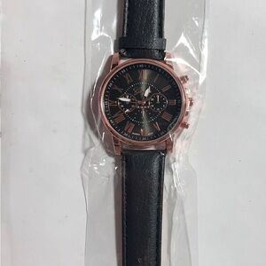 Classic Black Leather Men's Watch